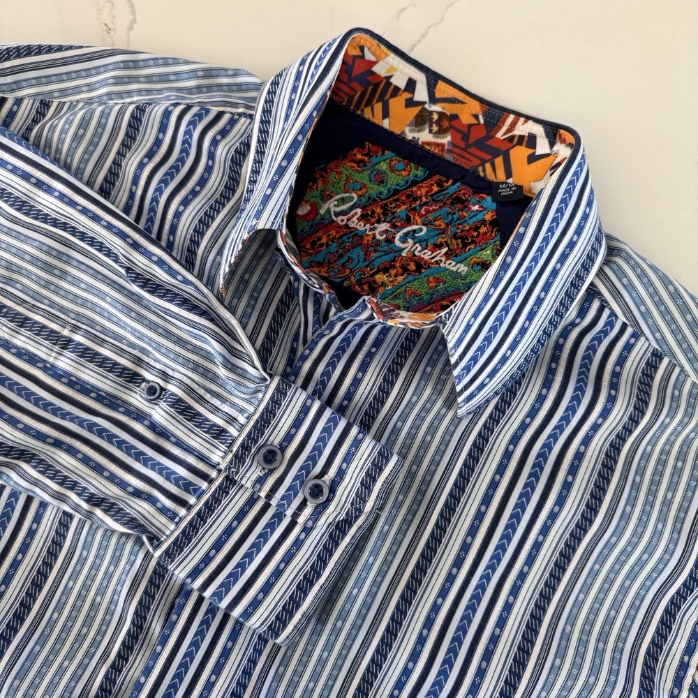 Robert Graham Knowledge Wisdom Truth Shirt Flip Cuff Embroidered Mens M Classic